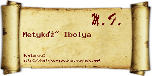 Metykó Ibolya névjegykártya